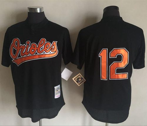 Mitchell And Ness 1997 Orioles #12 Roberto Alomar Black Throwback Stitched MLB Jersey - Click Image to Close